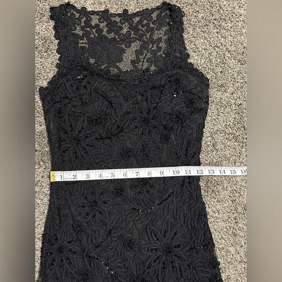 Cache Vintage Y2K Black Beaded Goth Witchy Flapper Mesh Flared Dress Size 2 - Picture 14 of 16